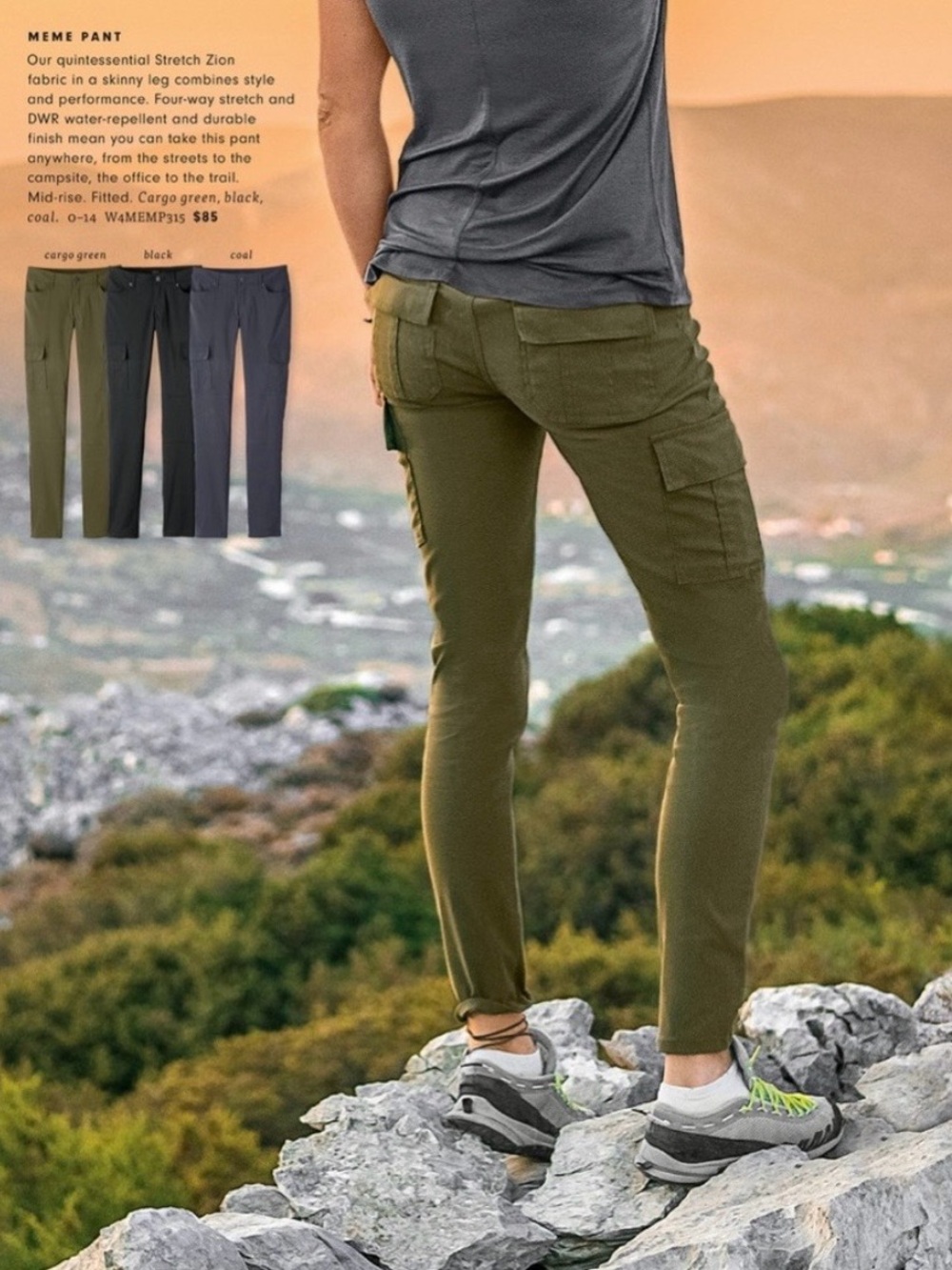 Prana Meme Pant Skinny Cargo in Cargo Green